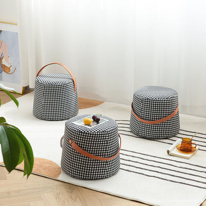 Houndstooth Round Footstool