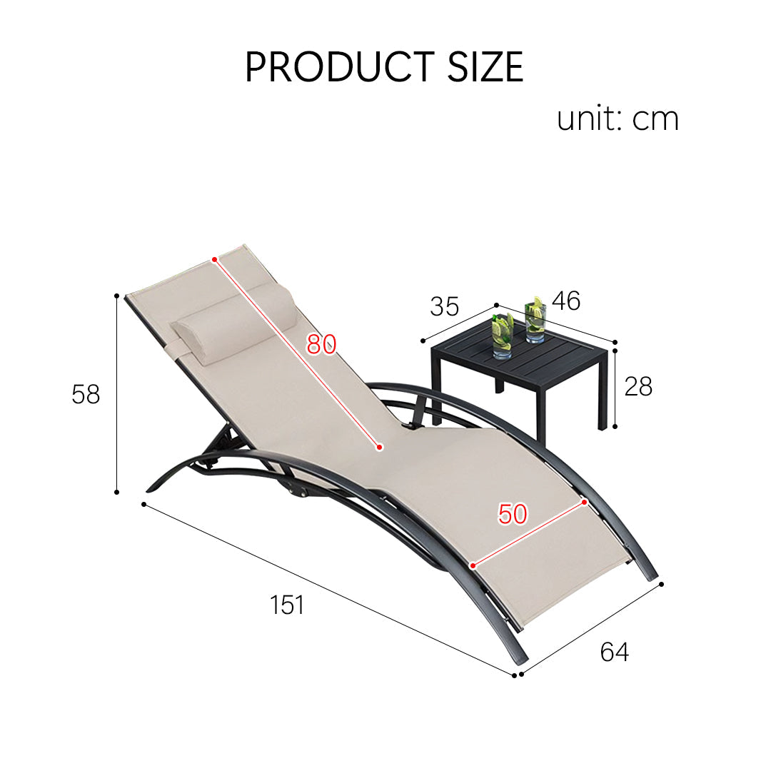 Chappell Reclining Sun Lounger With Pillow, Outdoor