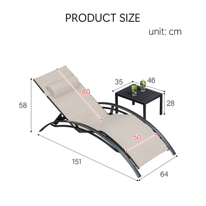 Chappell Reclining Sun Lounger With Pillow, Outdoor