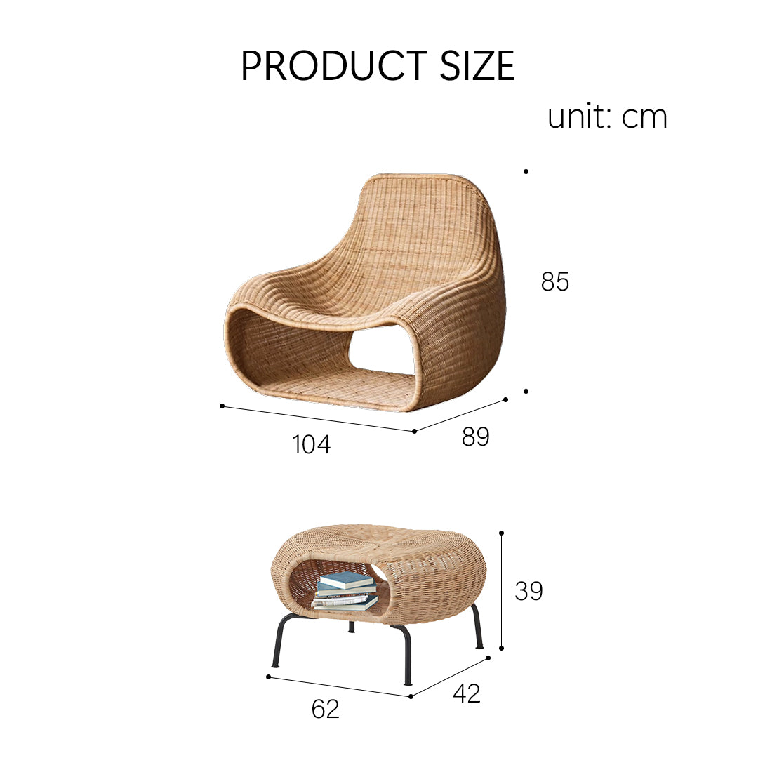 Serrano Outdoor Lounge Chair With Footstool, Rattan