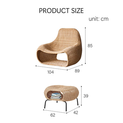 Serrano Outdoor Lounge Chair With Footstool, Rattan