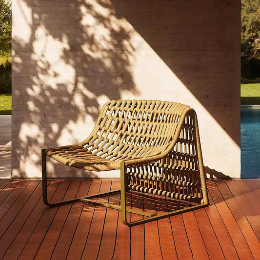 Figueroa Outdoor Lounge Chair With Footstool, Rattan