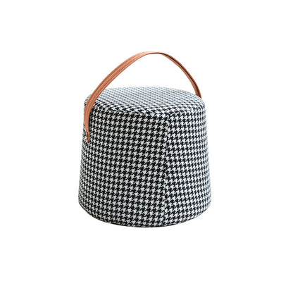 Houndstooth Round Footstool