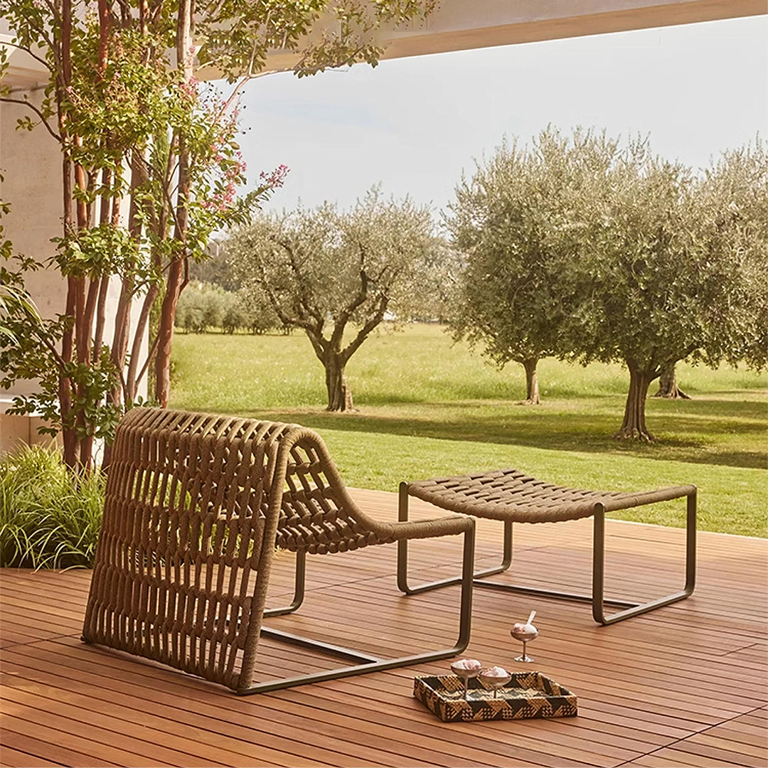 Figueroa Outdoor Lounge Chair With Footstool, Rattan