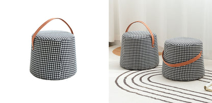 Houndstooth Round Footstool
