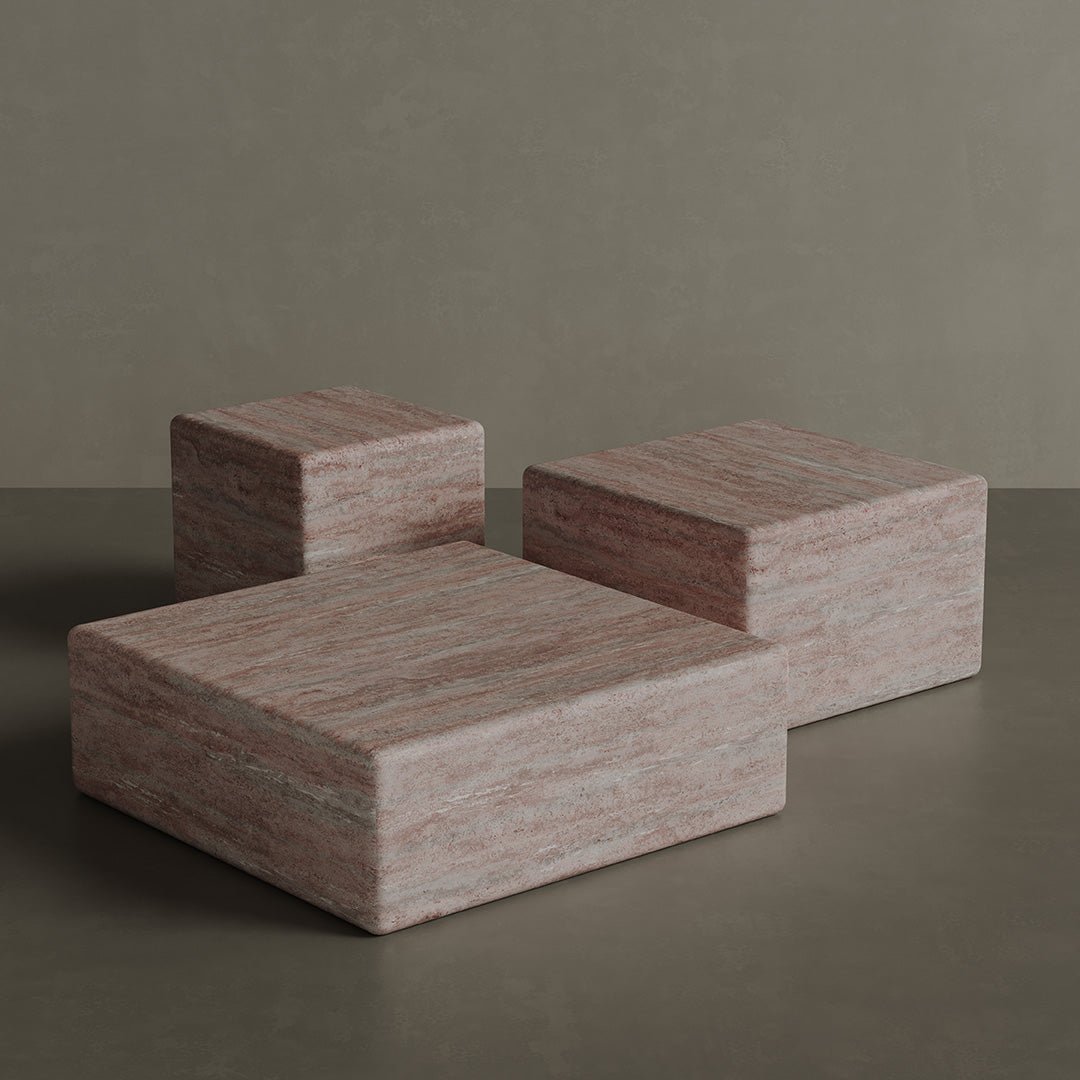 Cerazo Travertine Coffee Table, Red - Image 3