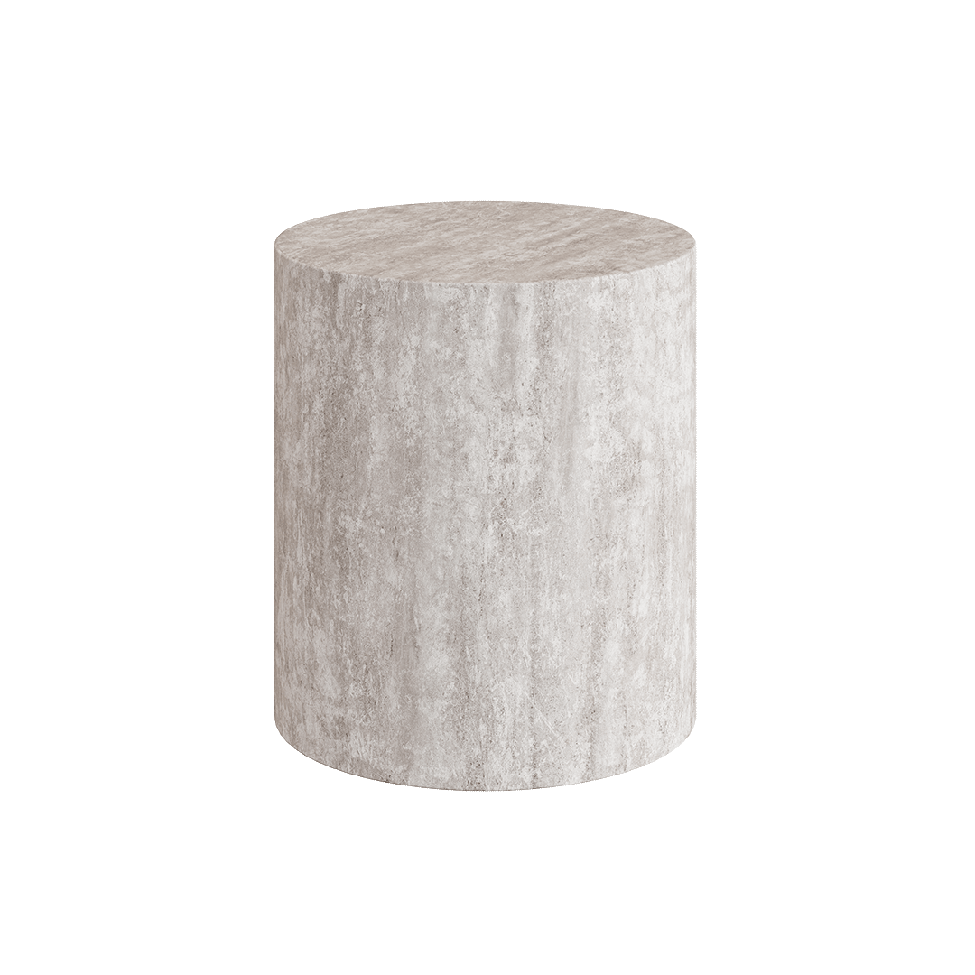 Porto Travertine Side Table, White - Image 3